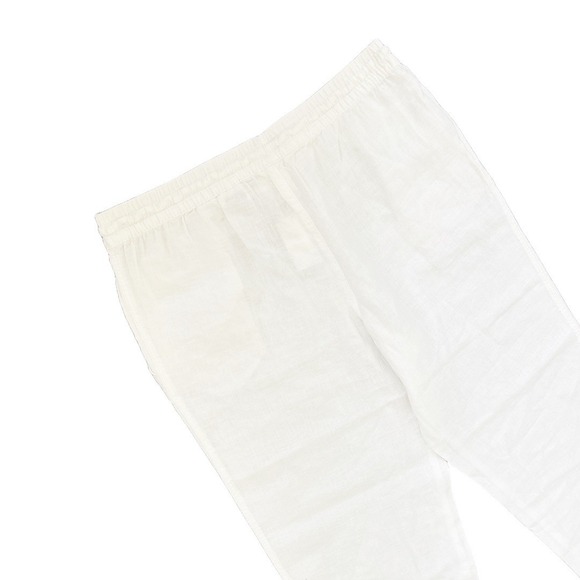 H&M Women's 100% Linen White Pants Pull-On Style Drawstring‎ Waist Size L NWT - Picture 6 of 7